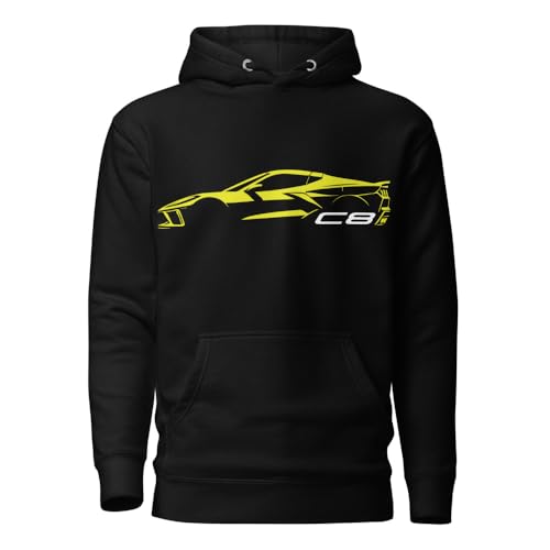 2024 Sports Car C8 hoodie for Vette Drivers Accelerate Yellow Minimalist Silhouette pullover