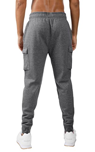 90 Degree By Reflex Calça jogger masculina com bolsos laterais com zíper, Bolso cargo de carvão vege