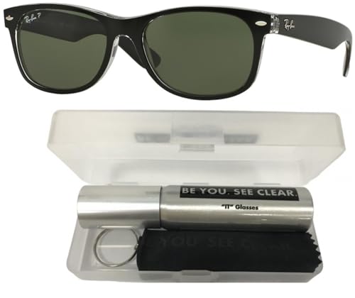 Ray-Ban RB2132 Sunglasses Bundle: RB 2132 NEW WAYFARER 605258 Black On Transparent and Eyewear Cleaning Kit2