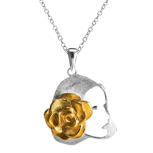 Collier rose en argent 925 avec pendentif creux TXQHD pour fille
