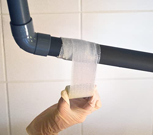 GEB Bande de réparation en fibre de verre pour fuites, fissures et trous sur tous matériaux rigides : cuivre, inox, acier, fonte, PVC, fibre de verre, bois, béton, Blanc, 1,5 m x 5 cm – vue 6
