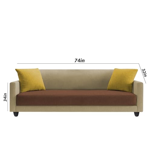 Image of Casaliving Dominic 3 + 2 Seater Sofa Set for Living Room (Cream Brown) Premium Fabric Sofa
