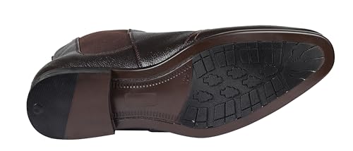 Image of Tanny Shoes Men's Genuine Leather Chelsea Zip Boots, Black For Casual Party Business banker Moccasins Slipon Style Comfortable Lightweight with TPR sole