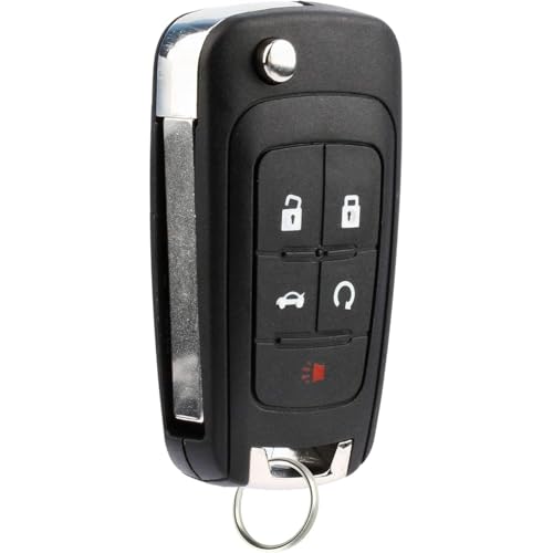 5-Button Flip Keyless Entry Remote Start Key Fob Kit for Compatible Buick Encore / GMC Terrain / Chevy Camaro Impala Malibu – FCC OHT01060512 (Includes Battery & Support Card)