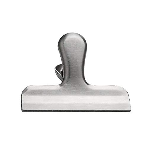 Renquen 10 Packs of Metal Binder Sealing Clips, Stainless Steel Heavy-Duty Food Bag Clips, Durable for Air Tight Clips, Office Kitchen Home Usage, Silver 7.6 * 6.3 * 3.7cm