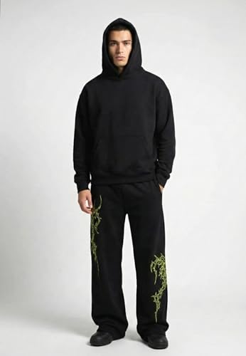 Image of Men's Printed Baggy Pants, Relaxed Fit Cotton Lower, Mid Rise Elastic Waist Joggers with Graphic Design, Casual Wear for Gym, Lounge & Street Style