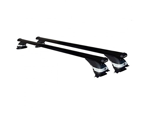 Farad JE50FLI30+AZ03030036 - Box da Tetto Marlin 400 LT Nero + Barre PORTATUTTO Lux in Acciaio per Auto con Railing O MANCORRENTI