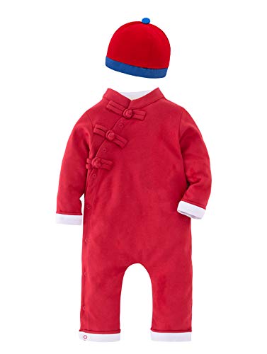 Image of LXKIKMM Baby Toddler Chinese De Stijl Rompers New Year Genre Jumpsuit Outfit