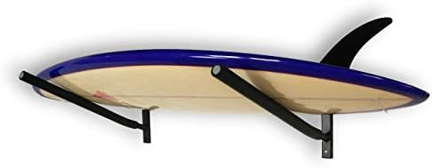 SPAREHAND Single Wall Mount Rack with Angled Padded Arms for 1 Surfboard or SUP Paddle Board, Black