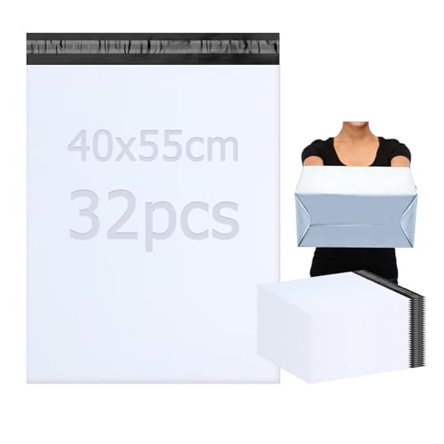 PDKKFF 32 Stück 40x55cm Versandtaschen groß Versandbeutel Versandtüten für kleidung Shipping bags Versandtasche Plastik mit Selbstklebeverschluss blickdicht