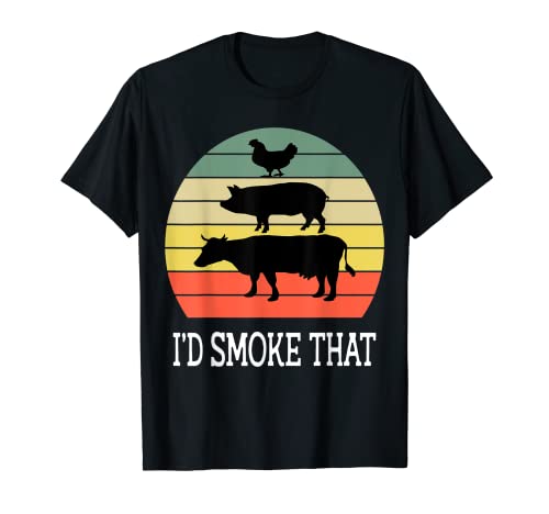 I'd Smoke That Funny Asar BBQ Smoker Vintage Camiseta
