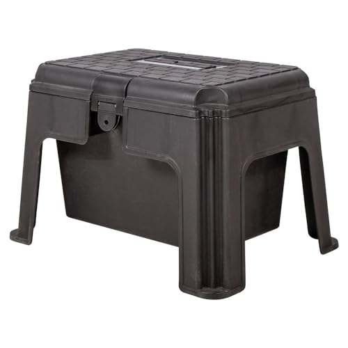 Dura-Tech Stool and Grooming Box | All-in-One Horse Grooming, Braiding & Mounting Step | Durable Molded Plastic with Treaded Top | Color Black - Thumbnail 4