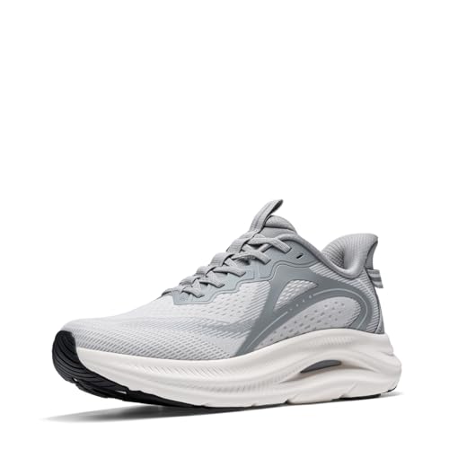 ALLSWIFIT Men's Slip On Stability Cross Trainer Walking Shoes Coushioning Support Non Slip Breathable Comfortable Workout StediCore Running Gym Fashion Sneaker 9 Grey
