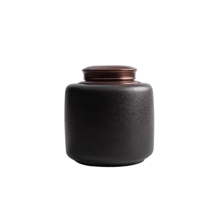 SOBOLON Contenedor de azúcar, latas de té de cerámica grandes selladas para almacenamiento de alimentos, caja de almacenamiento de alimentos retro para cocina, recipiente de café (negro)