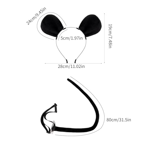 Souris et chats : queue et oreilles en fourrure pour costume Halloween