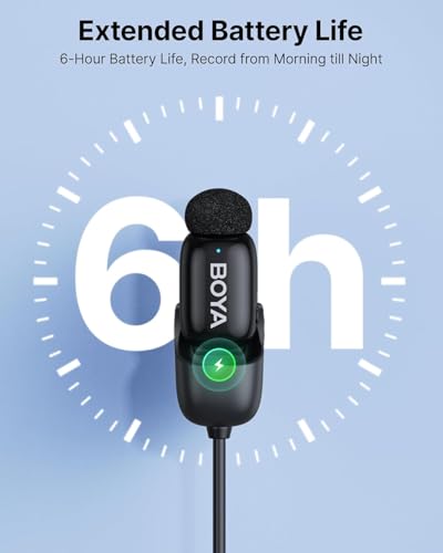 Image of BOYA mini Wireless Microphone for iPhone /Android /PC /Tablets with USB Type-C Plug, MFi Certified, Noise Reduction, AI Voice Changer, 30H Battery Life with Charging Case (BOYAMINI-02-06)