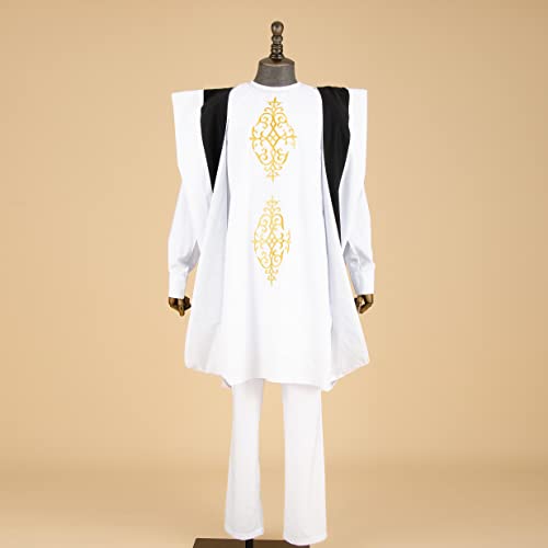 African Clothing for Men Dashiki Embroidery Agbada Robe Plus Size Dashiki Outfits Coats Shirts and Pants 3 Piece Set2