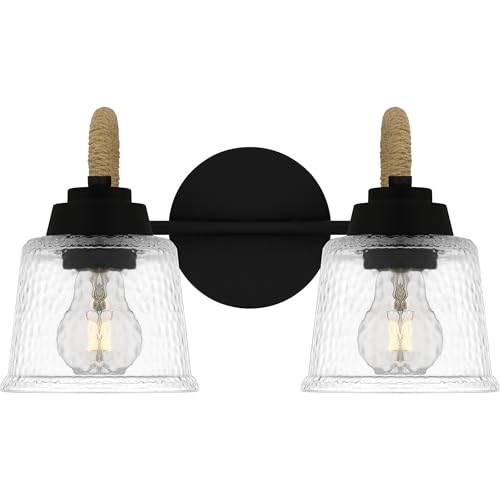 Quoizel Seabreeze Bath Vanity Lights,15 Inch 1-Light Matte Black Coastal-Inspired