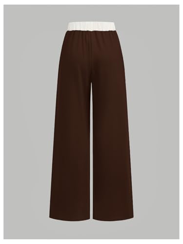 Image of RoseSeek Girl's Baggy Sweatpants Letter Patched Wide Leg Pants Elastic Waist Long Trousers Joggers Trendy
