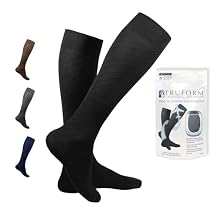 Truform Travel Compression Socks for Men and Women, 15-20 Knee High Over Calf Length, Black, Small