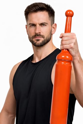 Image of NA Sports Wooden Orange Mugdar | Clubbell Exercise Equipment | Indian Club Karla Kattai Gada, Functional Training for Home Gym Full Body Workout (4Kg)