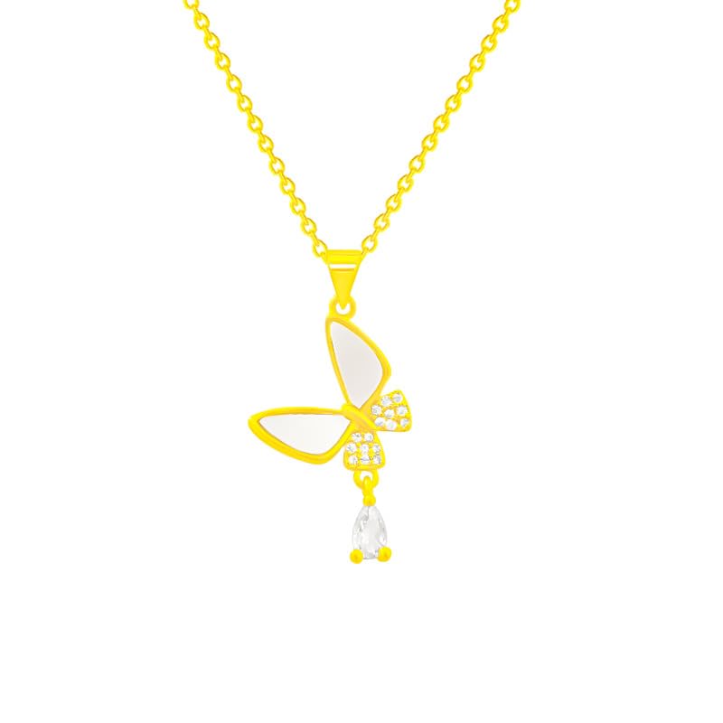 Collier papillon en nacre de luxe et diamant scintillant pour femme