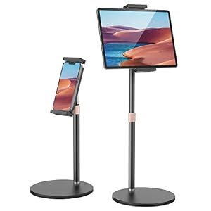 Jumkeet Tablet Ständer, Verstellbare Tablet Halterung mit Stabil Basis, Höhenverstellbarer Tablethalter / Handyständer…