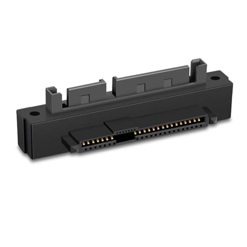 Datering 1 adaptateur SAS femelle vers SATA mâle, 15 broches, adaptateur convertisseur 90 degrés, plastique noir + métal pour câble de carte mère