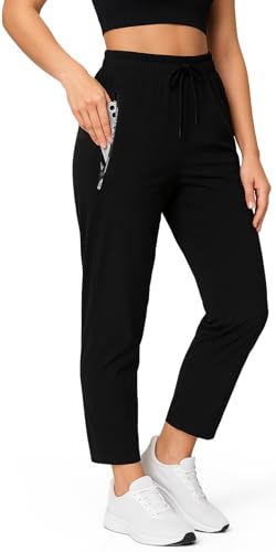 Nallywear Stretch Active Ultra Stretch Quick Drying Pants for Women Lightweight Breathable Pants Zipper Pockets