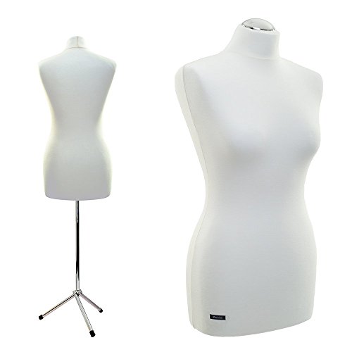 Busto textil Luccesi blanco crema con base trípode cromada para alta costura y moda 2