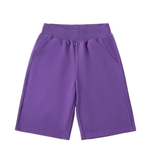 Pantaloncini corti per bambini, in cotone, comodi, morbidi, sportivi, per ragazzi e ragazze, pantaloni casual per 316 anni, libri corti per ragazze (viola, 15-16 anni)