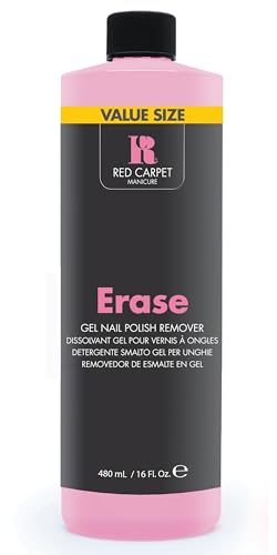 RC Red Carpet Manicure Erase Gel Nail Polish Remover - Soak-Off Formula for Fast, Gentle Removal, Non-Damaging Nail Care, Easy Gel Removal, Ideal for At-Home Use, 16 Fl Oz.