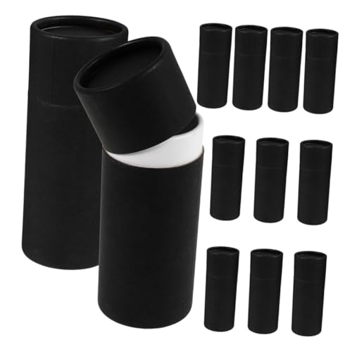 ASAKKURA 12個 精油瓶用紙管包装箱 黒 対応 多用途収納容器 向けスリッシュデザイン 蓋付きラウンドペーパーシリンダー