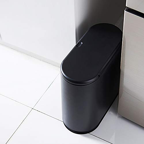 TOMYEER Ovale Push-Type Prullenbak Clamshell Cover Plastic Slanke Pedaal Bin, Wit - Afbeelding 6