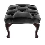 100% piel auténtica Chesterfield - Reposapiés (100% piel italiana, abotonada, color negro