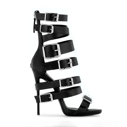 10cm Large Size Strap Buckle High Heels Fashionable Stiletto Sandals for Banquets and Nightclubs Ladies Shoes