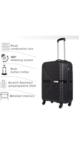 Image of PP Hard Shell 4 Wheels 360 Degree Safari Trolley Bag for Travel Black, Set of 2, Free Size, 70 cm