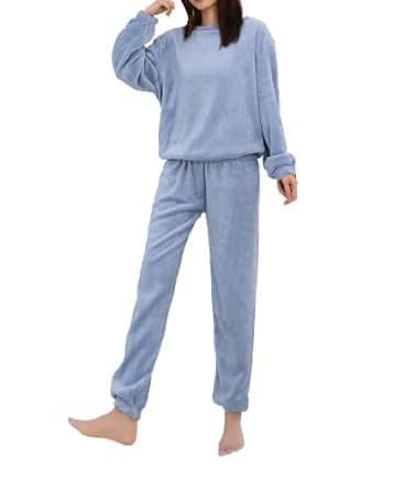 cigain Men's Wool Blend & Fleece Fur, core Velvet Full Length Winter Nightwear Pajama and top Set Free Size (28 to 34) (Blue)-picture-35