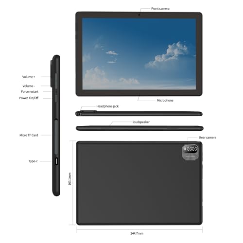 Image of 10 in Android Tablet 64GB+1TB, 1280x800 IPS Dual Camera 6000mAh (Black)