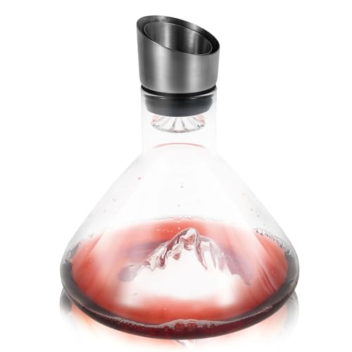 Wine Decanter Set with Aerator Filter, Iceberg Design Wine Carafe Red Wine Decanter, Wine Aerator, Wine Accessories, Quick Filter Wine Dispenser Decanter, Wine Decanter Gift for Wine Lovers(A)