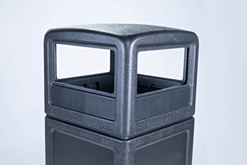 Commercial Zone-73290199 Polytec 42 Gallon Square Waste Container With Dome Lid Color: Black #TOP3
