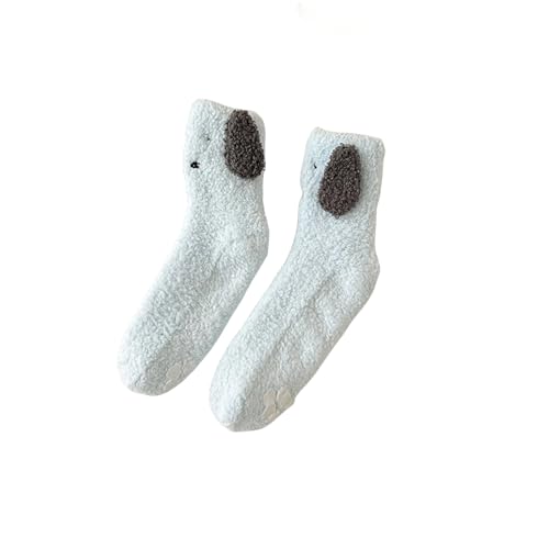 Chaussettes de sommeil en velours de corail chiot mignon style mi-mollet 3 paires