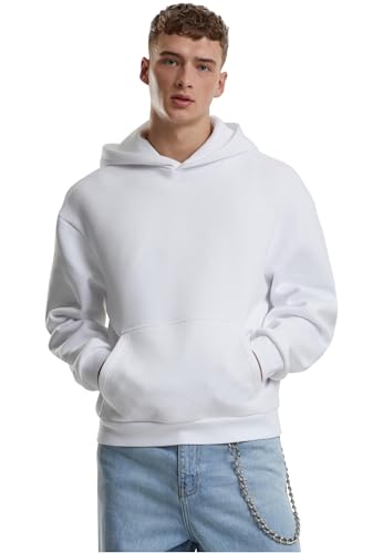 Urban Classics Fluffy Hoody, casual hoodie voor heren, oversized fit, maten S-5XL, wit, S