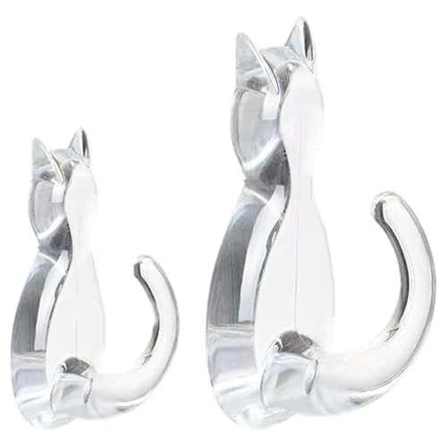 Lexziuo 2Pcs Cat Hook for Wall, No Drill Strong Adhesive Hooks, Multifunctional Hangers for Kitchen Living Room, Hold Jackets Coats Towels Keys (A)