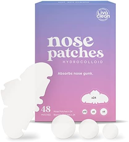 (48 CT) Livaclean 24 Nose Blemish Patches Plus 24 Round Zit Patches - Hydrocolloid Bandage For All Skin Types, Hydrocolloid Blemish Patches For Face - Zit Patch Three Different Sizes: 8mm, 10mm, 12mm