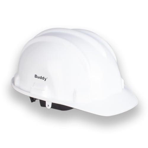 Image of ESAB Buddy Safety Helmet for Head Protection with Ratchet Type Adjustment, ISI Marked with chin strap. Colour- White