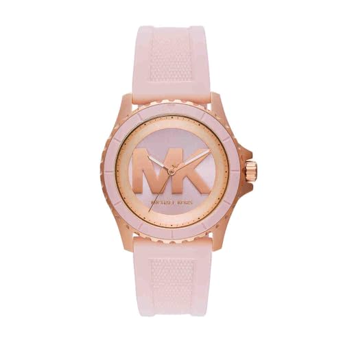 Michael Kors Reloj Everest para Mujer, Movimiento cronógrafo de Cuarzo con Correa de Acero Inoxidable o Silicona, 40 mm, Tono Oro Rosa