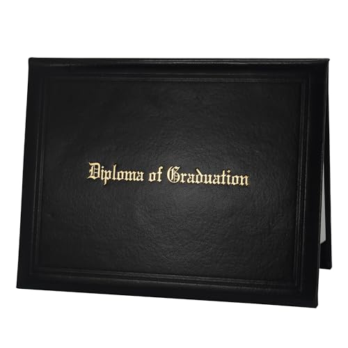 GraduatePro Imprinted Diploma Cover 8.5 x 11, Leatherette Padded Certificate Covers, Graduation Document Holder Letter Size, Black