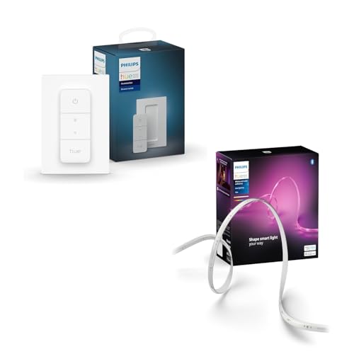 Philips Hue Indoor 5m Smart LED Solo Lightstrip Basis-Set, 1er-Pack Dimmschalter Steuerung mit der Hue App, Funktioniert mit Alexa, Google Assistant und Apple HomeKit
