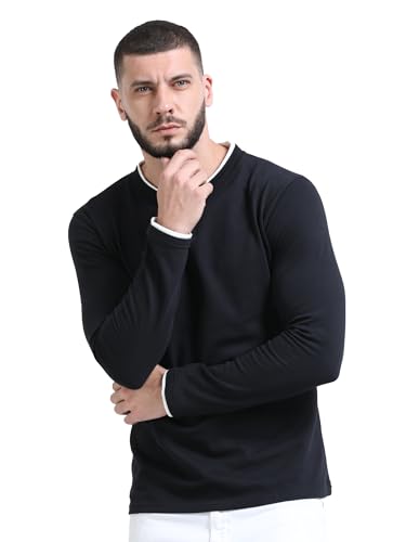 Image of fanideaz Mens Popcorn Textured Cotton Full Sleeve Round Neck T Shirt for Men Soft and Breathable Fabric Trendy Look Regular Fit Ideal for Daily Casual Wear
